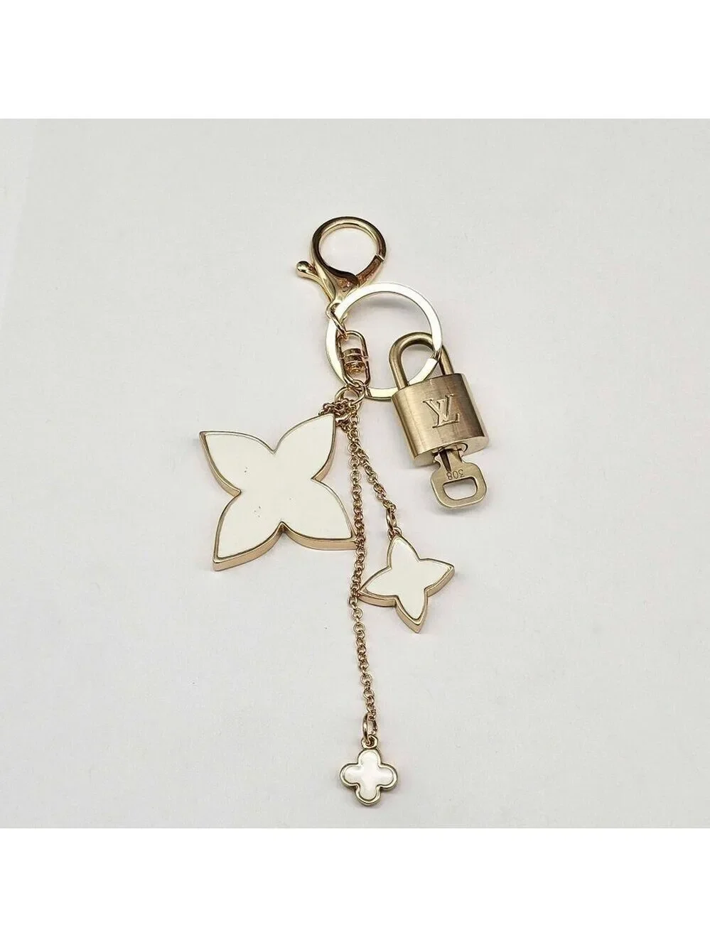 Louis Vuitton Gold Lock 🔒 Authentic LV Key + Unbranded Flower Bag Charm